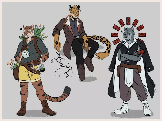 A few Oc’s I made inspired by DnD! (Art by me, @more_picante on twitter)