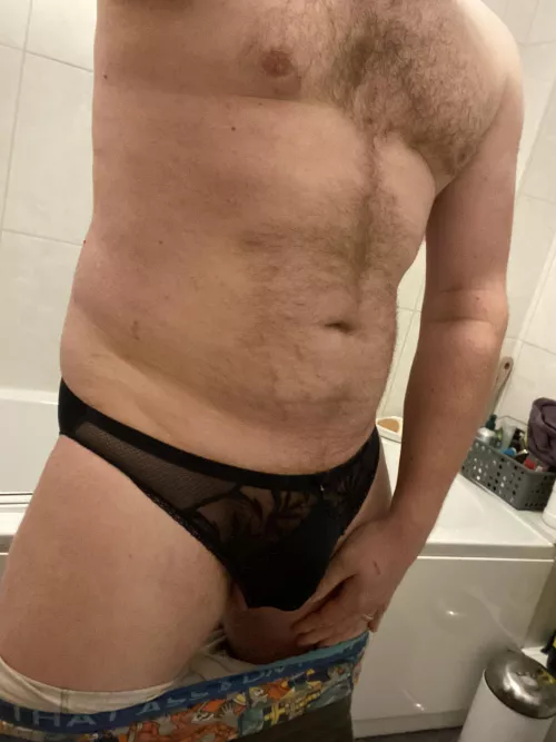 About to get into bed with these on under my joggers, next to the wife who doesn’t know I wear her panties 😅