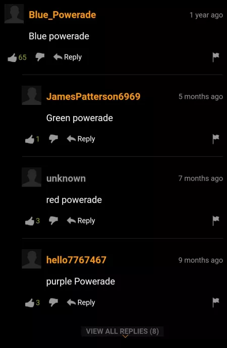 All colours of powerade