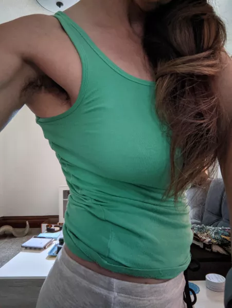 Almost time to put the tanks away for the year, and all this hair will soon be covered up by those pesky long sleeves. (: