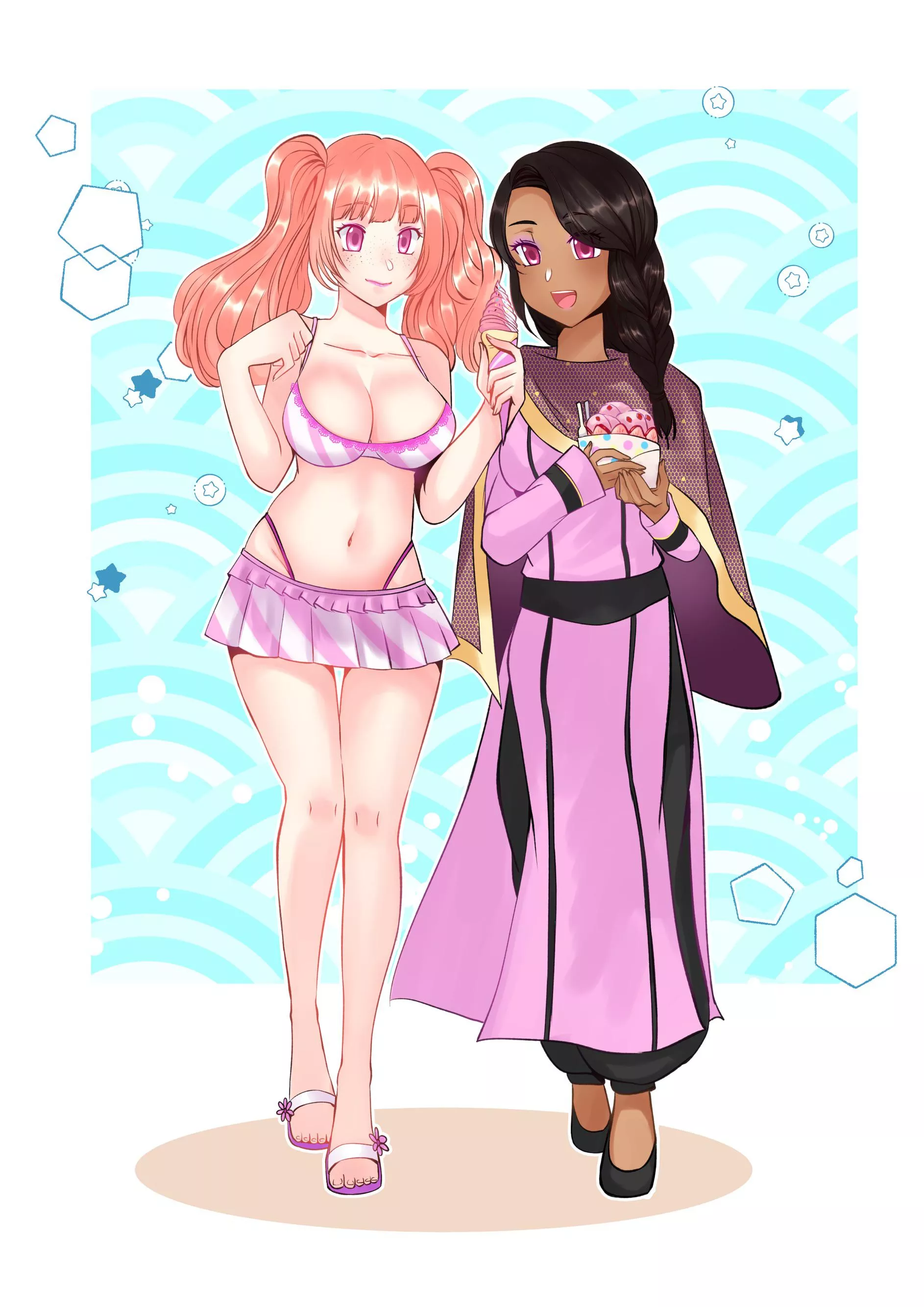 An art gift for a friend I recently commissioned, I picked their favorite pair eating strawberry ice cream 🍓 (drawn by michael_yomiko on Twitter) An art gift for a friend I recently commissioned, I picked their favorite pair eating strawberry ice cream 🍓 (drawn by michael_yomiko on Twitter)