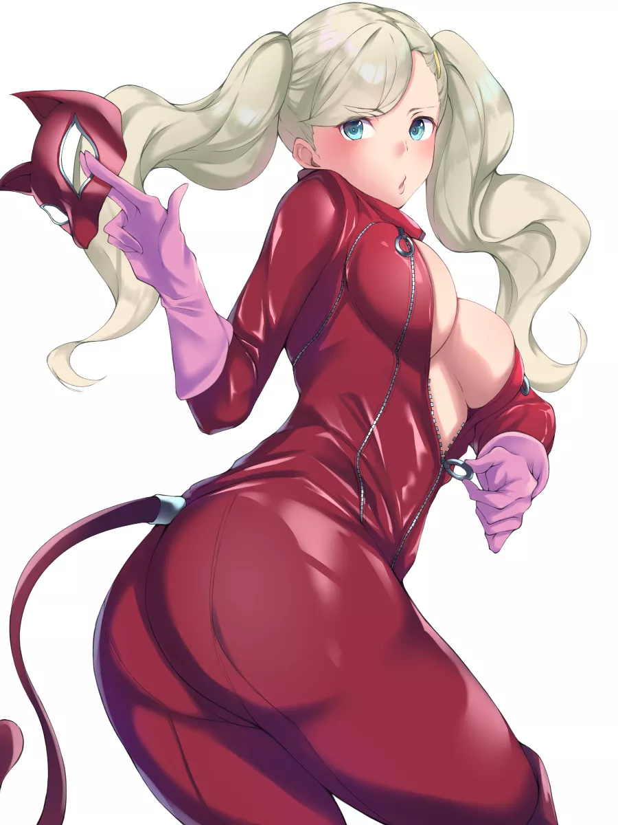 Ann Unzipping Her Suit (Black Mutou) [Persona]