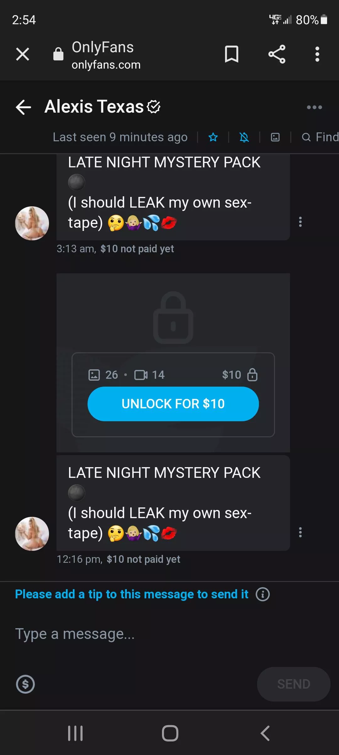 Anyone know where her content leaks? She's teasing about a sex tape and I want to see if there's a clip in this mystery pack