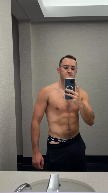 Bathroom lighting was on point at my office’s gym.