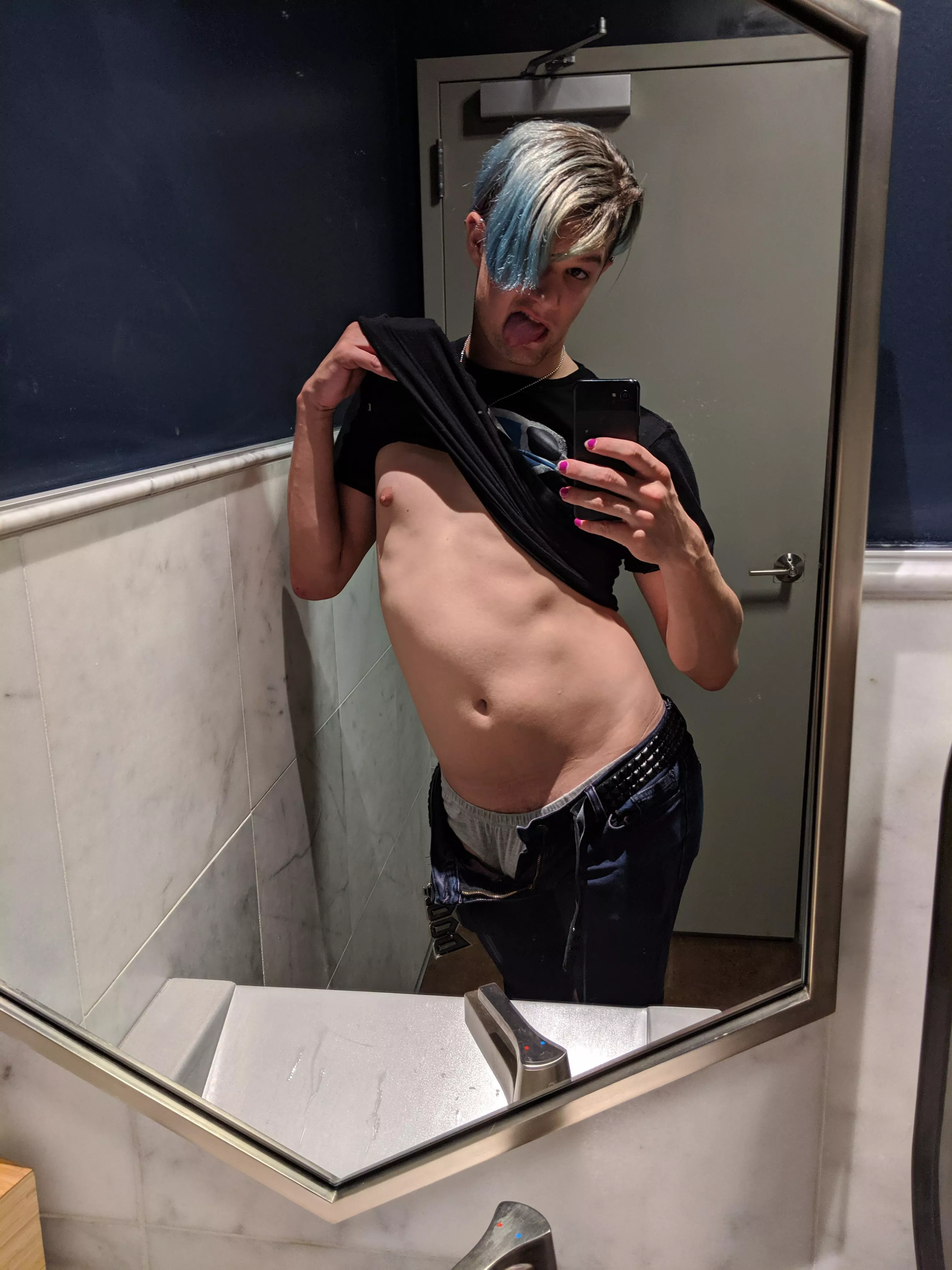 Been taking dirty pics for a friend have a public bathroom selfie