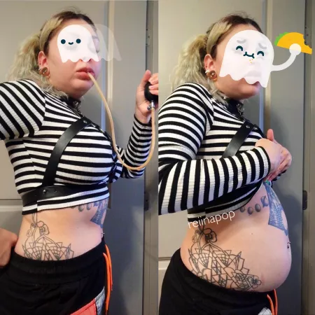 before/after swallowing hose and inflating my stomach with a pump!