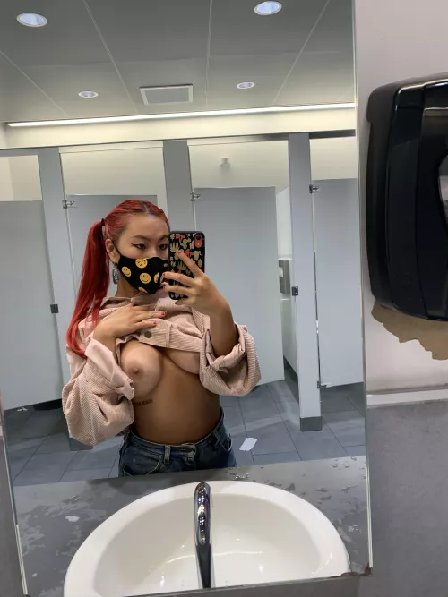 Being naughty and ditching class to take nudes in the school bathroom🤫😇😜link below