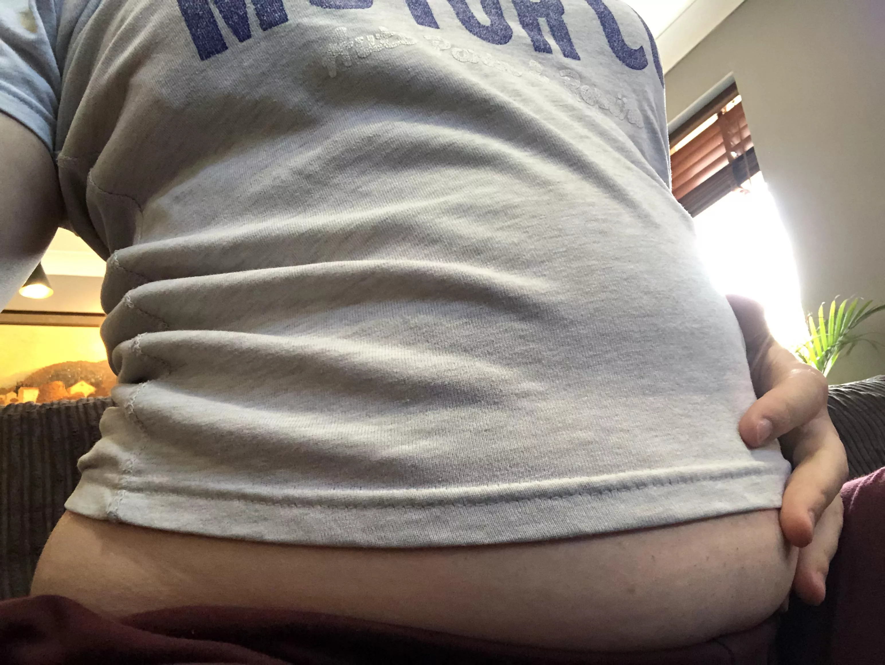 Belly sticks out further than boobs. This shirt used to be really loose on me 😳
