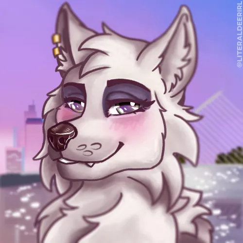 Blushy portrait for my friend Kendra 🐺✨[Drawn by me, @LiteralDeerIRL on twitter]