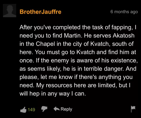 Brother jauffre wants you to return to your duties