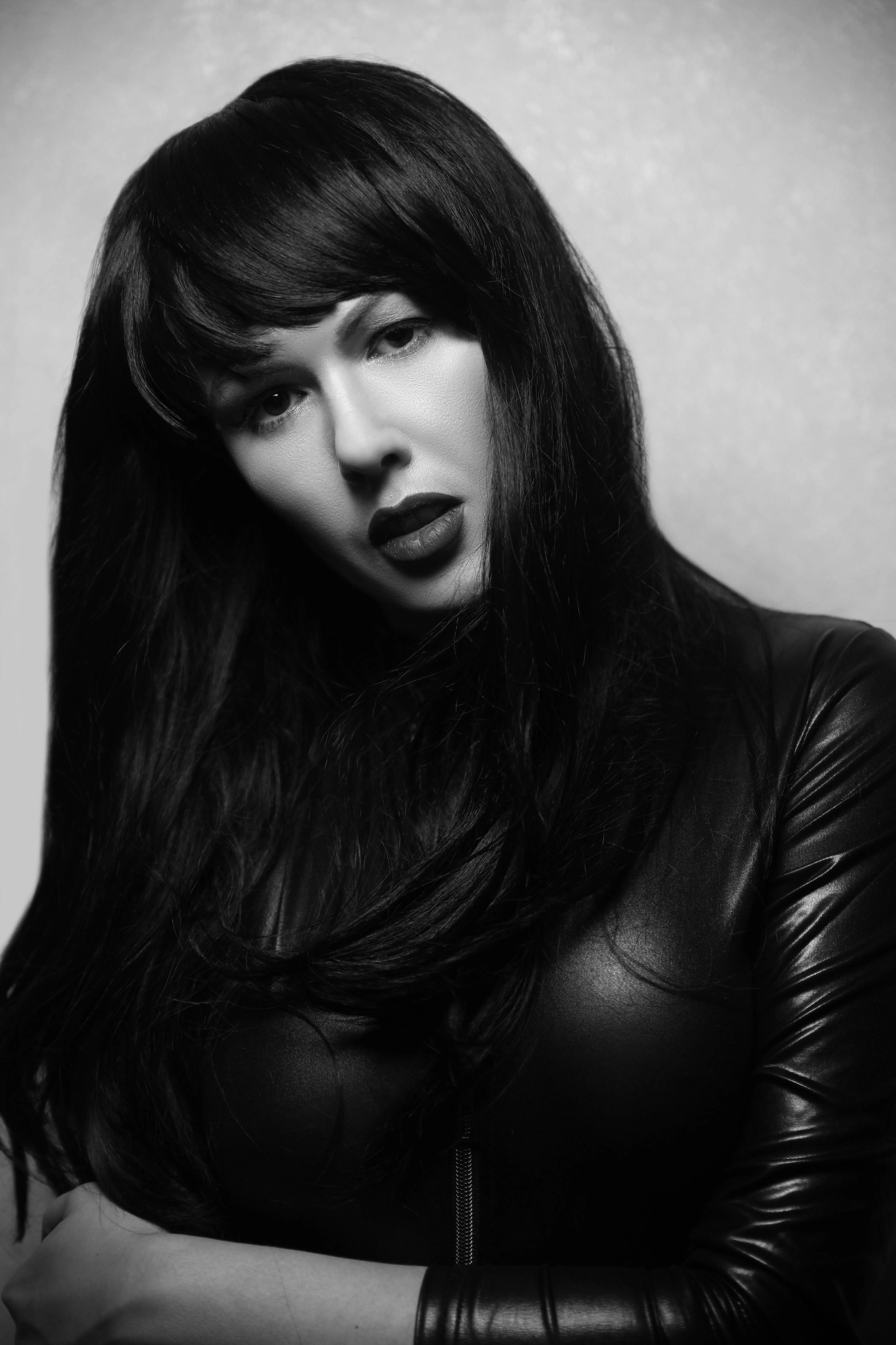 b&w portrait of me in catsuit 🖤