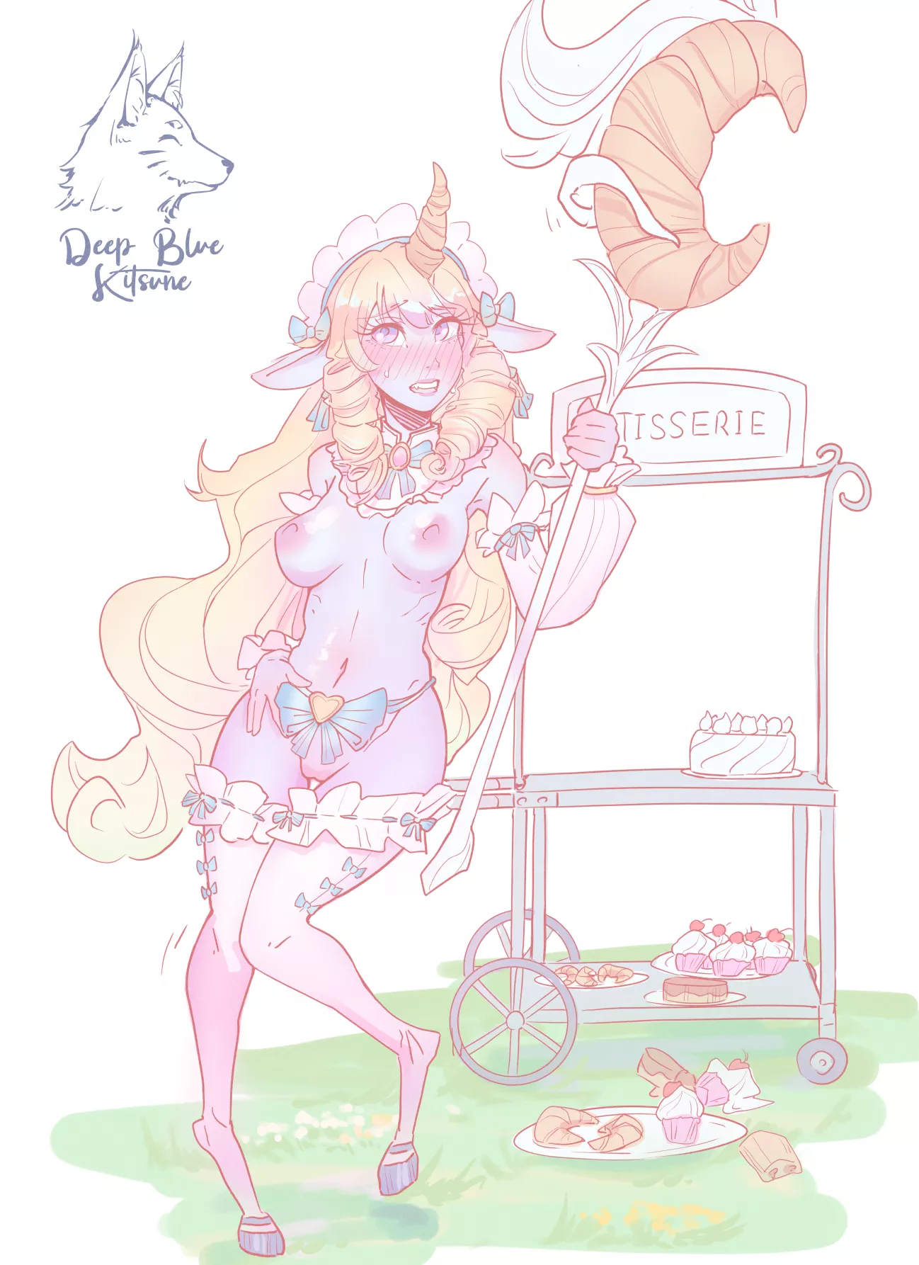 Cafe cutie Soraka having issues at her new job (DeepBlueKitsune)