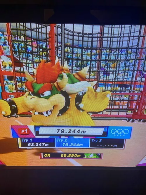 Check out this discus record I hit in Mario and Sonic at the 2012 London Olympic Games (for the Wii)