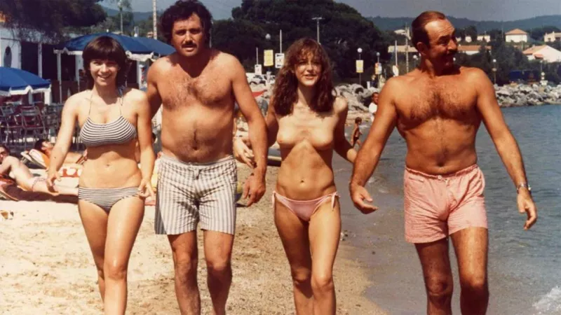 Christine Dejoux, Victor Lanoux, Agnès Soral, Jean-Pierre Marielle | film still from “Un moment d'égarement” (1977) Christine Dejoux, Victor Lanoux, Agnès Soral, Jean-Pierre Marielle | film still from “Un moment d'égarement” (1977)