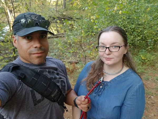 Collared? ✓ Leashed? ✓ Out for a walk with Master? ☺️☺️☺️