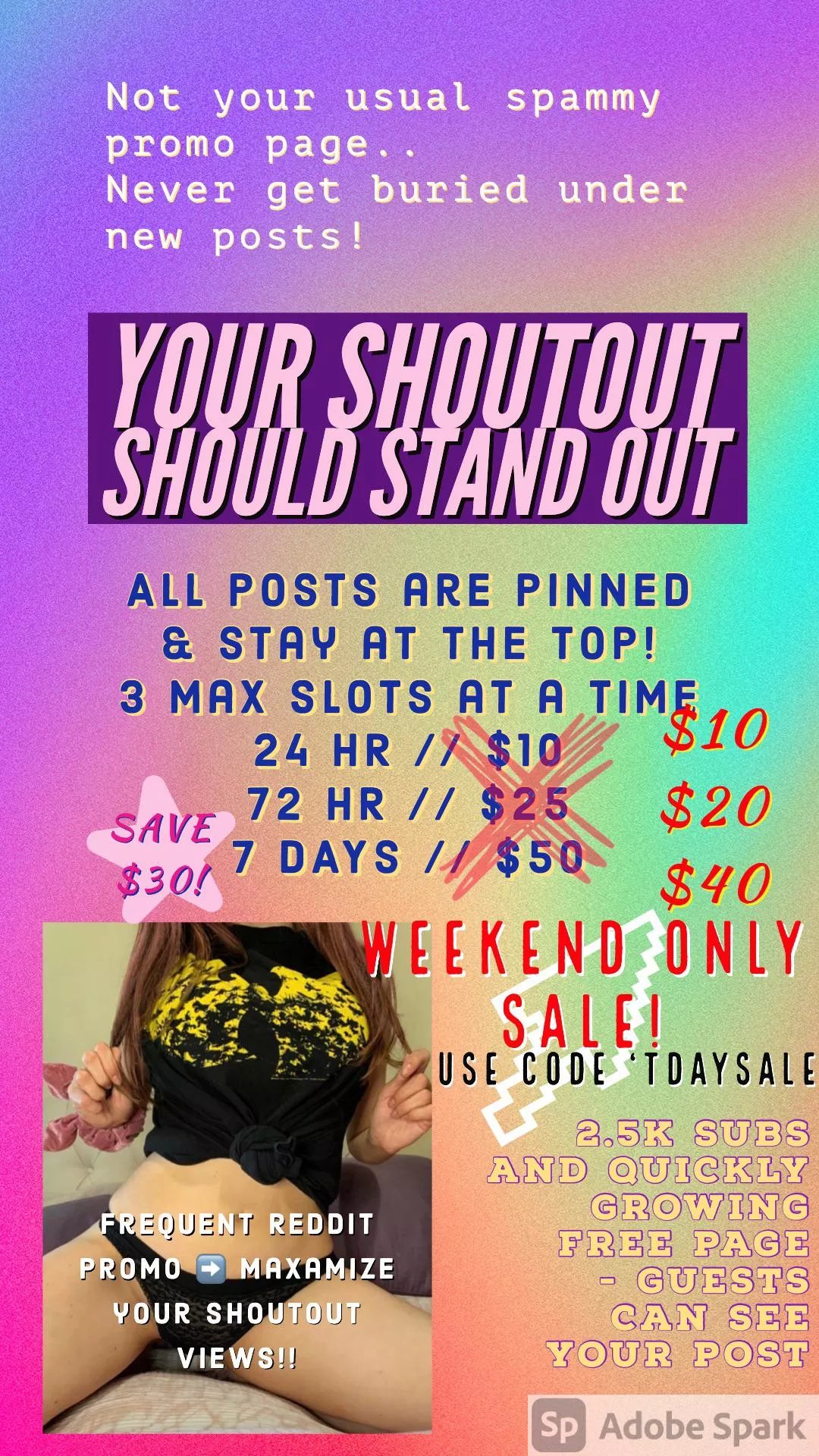 Creators! ๐งก Looking to grow โฌ๏ธ your OnlyFans? I offer paid Pinned ๐ Shoutouts on my personal page (spam free look!) of 2.5k subs & growing 50+ daily. โฌ๏ธ Your post STAYS on TOP โฌ๏ธ never gets lost under new posts! ๐ฏ I Reddit promo Creators! ๐งก Looking to grow โฌ๏ธ your OnlyFans? I offer paid Pinned ๐ Shoutouts on my personal page (spam free look!) of 2.5k subs & growing 50+ daily. โฌ๏ธ Your post STAYS on TOP โฌ๏ธ never gets lost under new posts! ๐ฏ I Reddit promo