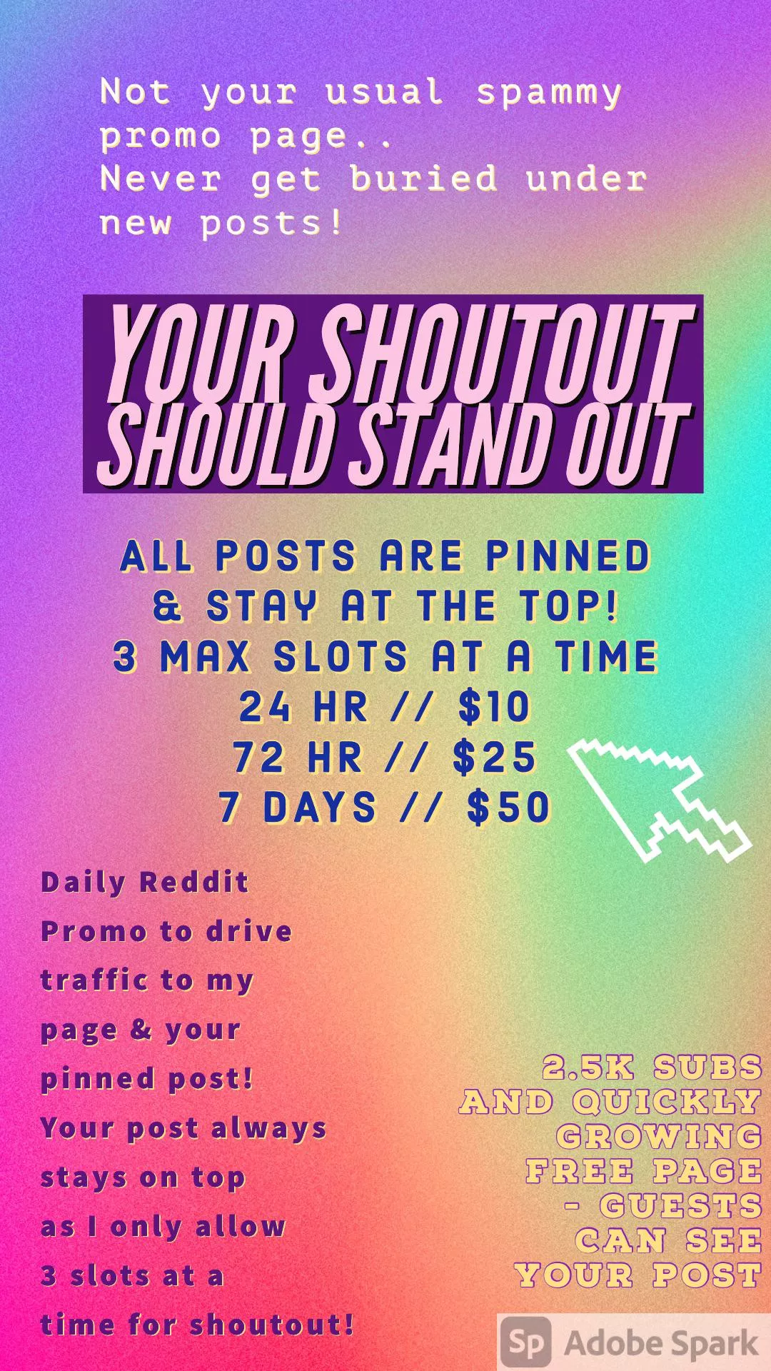 Creators! ๐งก Looking to grow โฌ๏ธ your OnlyFans? I offer paid Pinned ๐ Shoutouts on my personal page (spam free look!) of 2.5k subs & growing 50+ daily. โฌ๏ธ Your post STAYS on TOP โฌ๏ธ never gets lost under new posts! ๐ฏ I Reddit promo Creators! ๐งก Looking to grow โฌ๏ธ your OnlyFans? I offer paid Pinned ๐ Shoutouts on my personal page (spam free look!) of 2.5k subs & growing 50+ daily. โฌ๏ธ Your post STAYS on TOP โฌ๏ธ never gets lost under new posts! ๐ฏ I Reddit promo