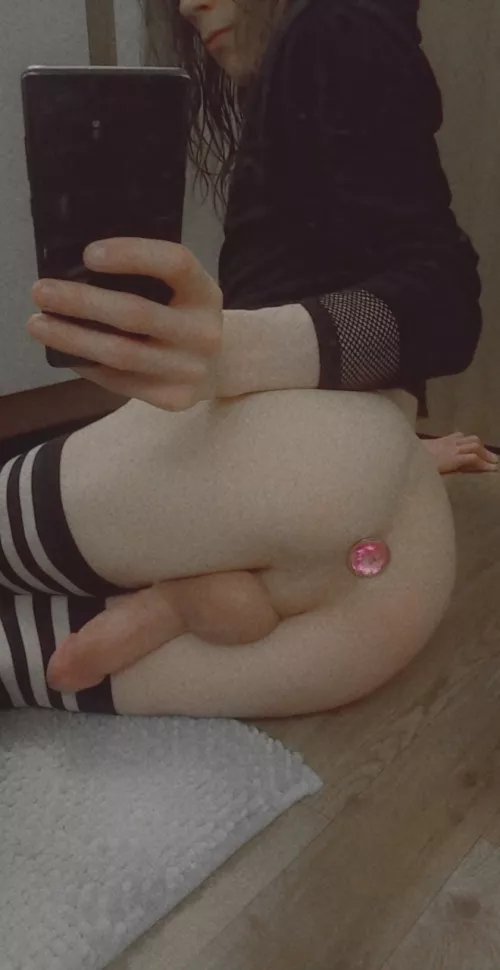 Cum inside, pop the plug back in, and let's go for a walk yeah?