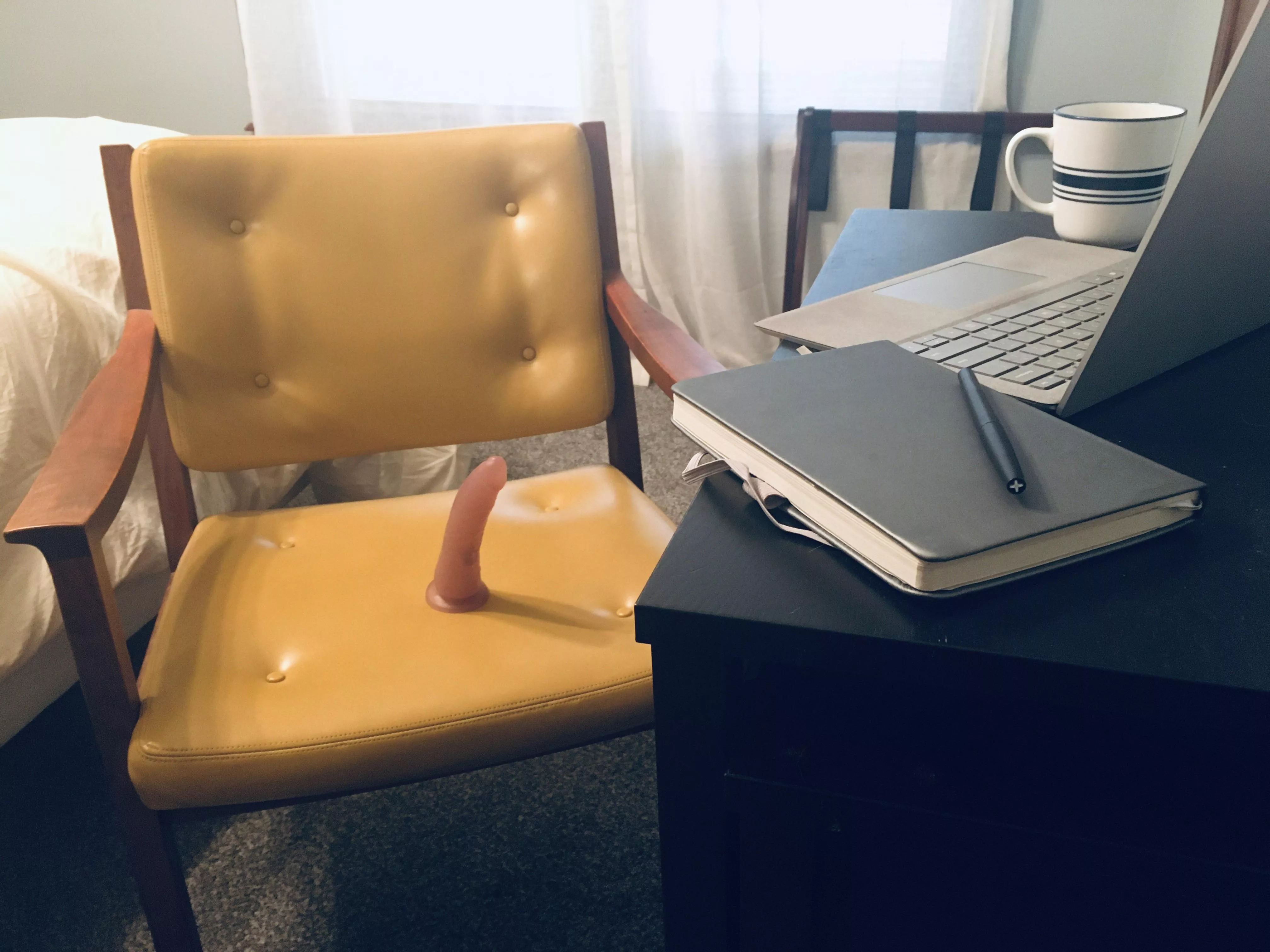 Daddy gets to play with me later & is surprising me with tasks to do today to keep me on edge. I’m taking my meetings while sitting on this. 1st one was just the phone, next 2 are video calls. Can I keep a straight face? 🤤😈 Daddy gets to play with me later & is surprising me with tasks to do today to keep me on edge. I’m taking my meetings while sitting on this. 1st one was just the phone, next 2 are video calls. Can I keep a straight face? 🤤😈