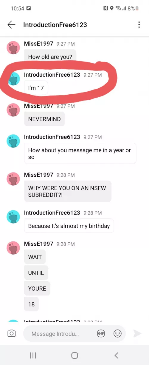 DO NOT INTERACT WITH THIS PERSON. THEY ARE A MINOR.