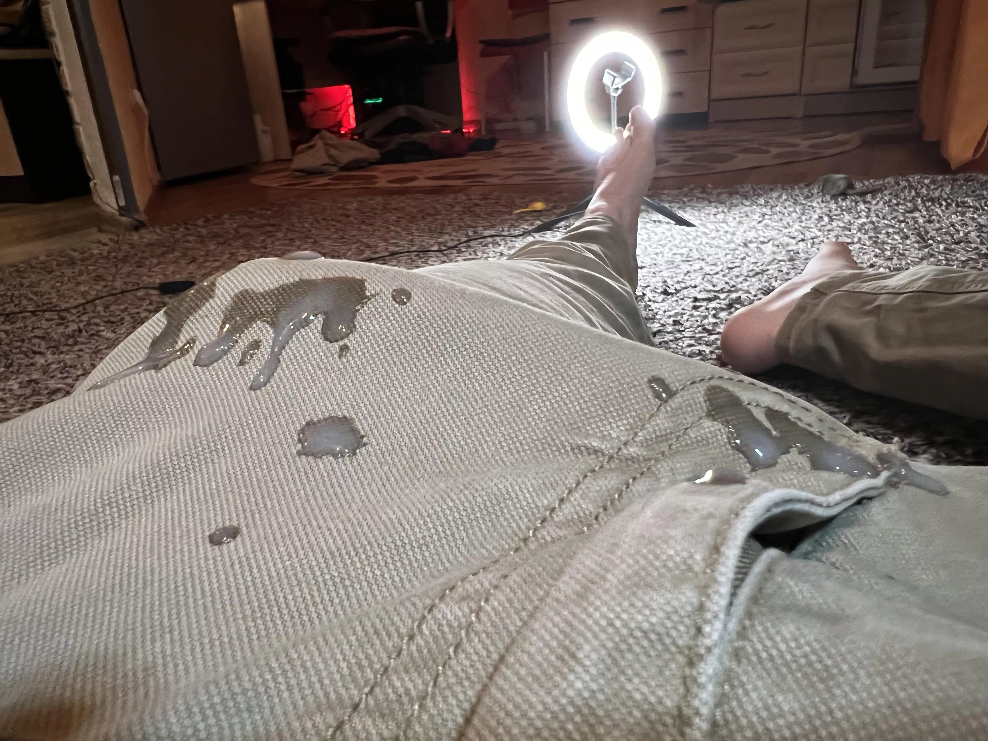During filming, my partner could not resist and cum on my pants 😝💦