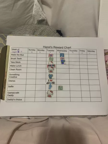 First day of my reward chart and I did so well!