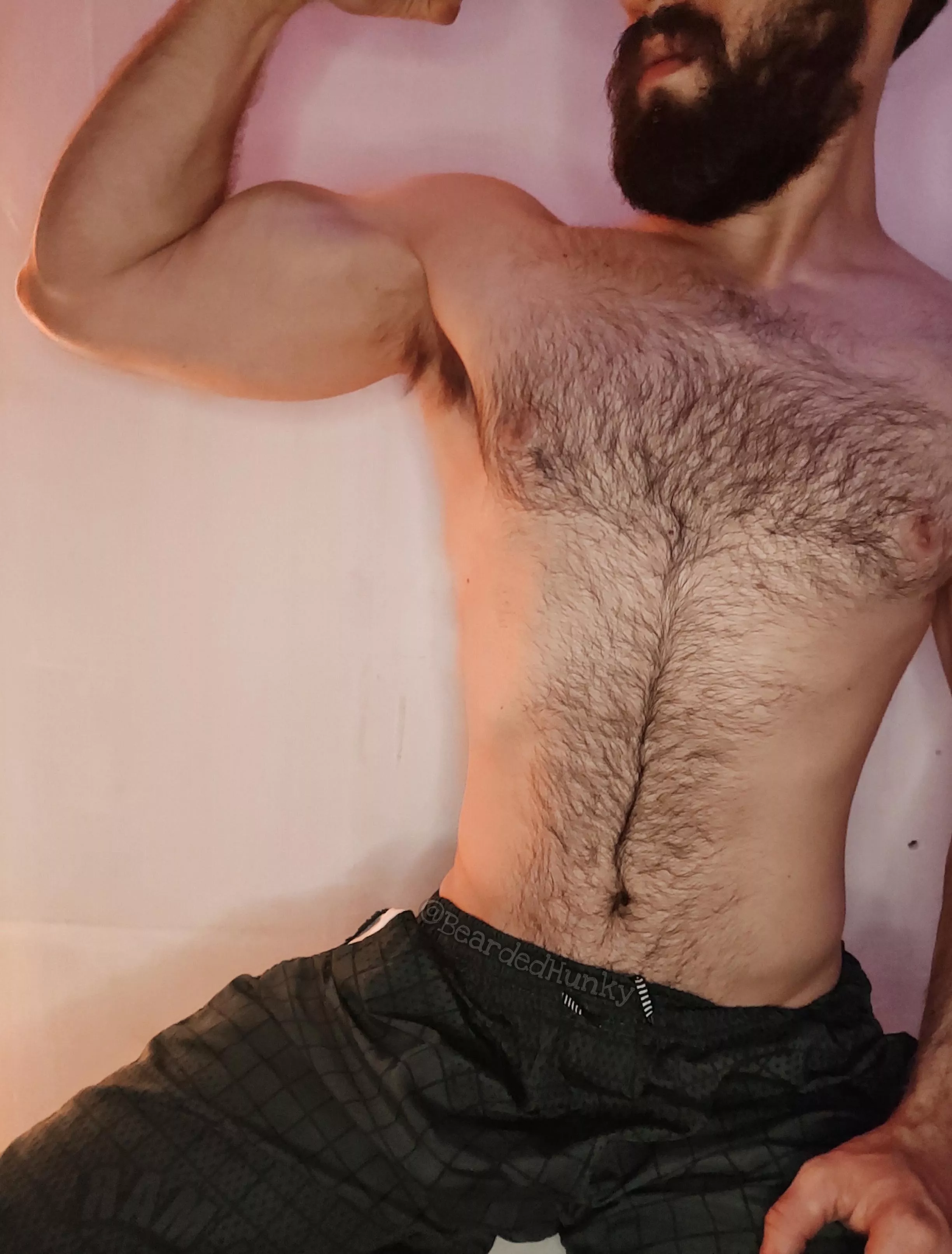 Flexing chest hair porn