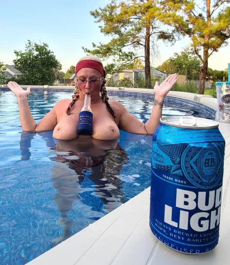 For some reason, I end up topless and drunk in a lot of pools.😎