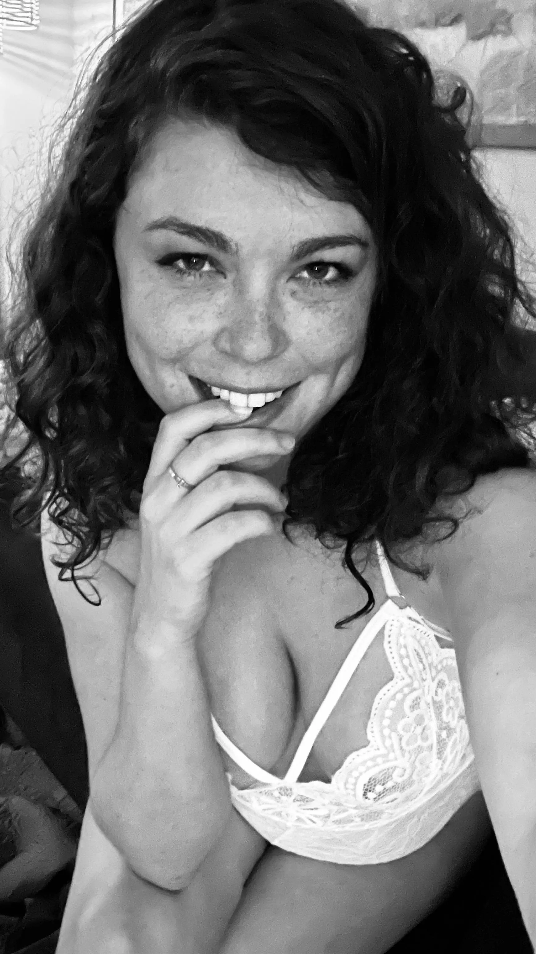 Freckles, dimples, smirk, finger bite, lingerie…am I checking your boxes?