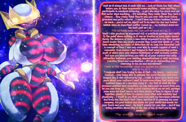 [FxM] The lord of antimatter ... (part 3) [Artist: Ashraely] [Caption: the-red-imposter] [Anthro] [pokémon] [Very tsundere] [Intimidating] [No sex] [femdom vibes] [curious girl] [Wholesome?]