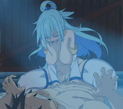 Giving Kazuma a holy cleansing!