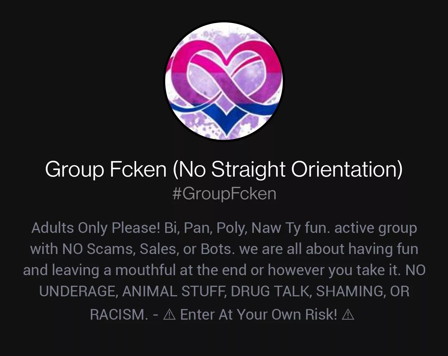 #GroupFcken - new fun KIK group to join. Brand New! there is verification so when you enter be prepared. also, if you know anyone else who would like to join.. inv them too! we want to have a wide variety of M, F, NB and others to join us. let's have fu #GroupFcken - new fun KIK group to join. Brand New! there is verification so when you enter be prepared. also, if you know anyone else who would like to join.. inv them too! we want to have a wide variety of M, F, NB and others to join us. let's have fu