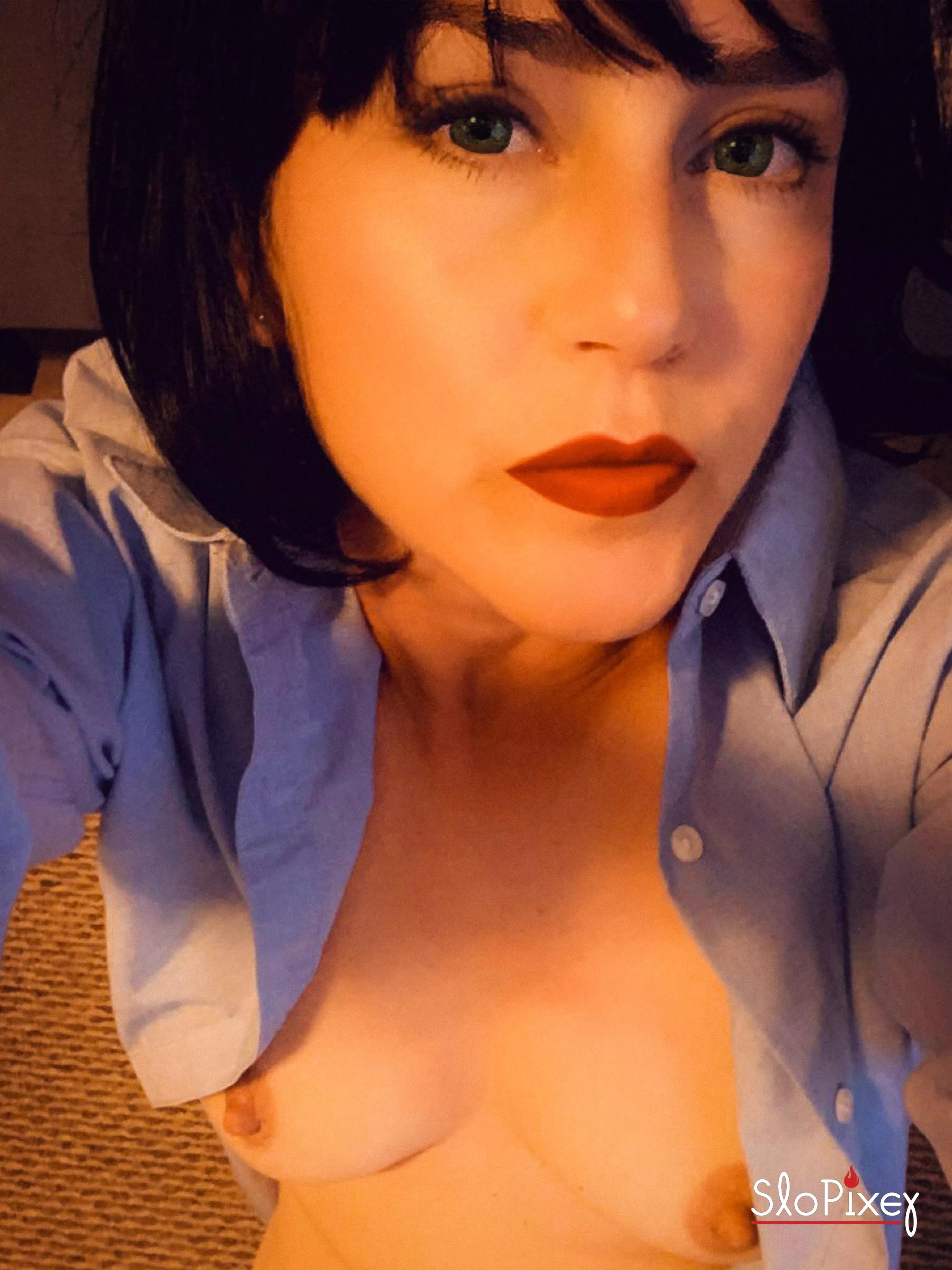 Having fun in hubby’s work shirt