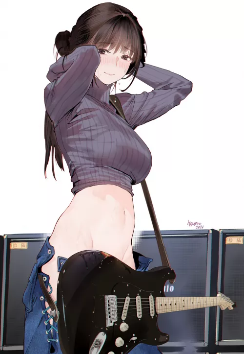 Her midriff is smooth & wet