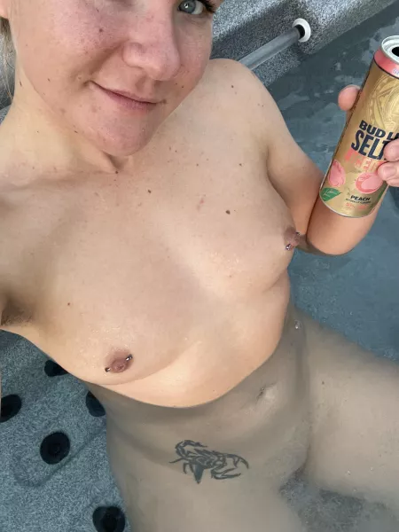 Hot tub selfie, enjoying time with my boyfriend and girlfriend
