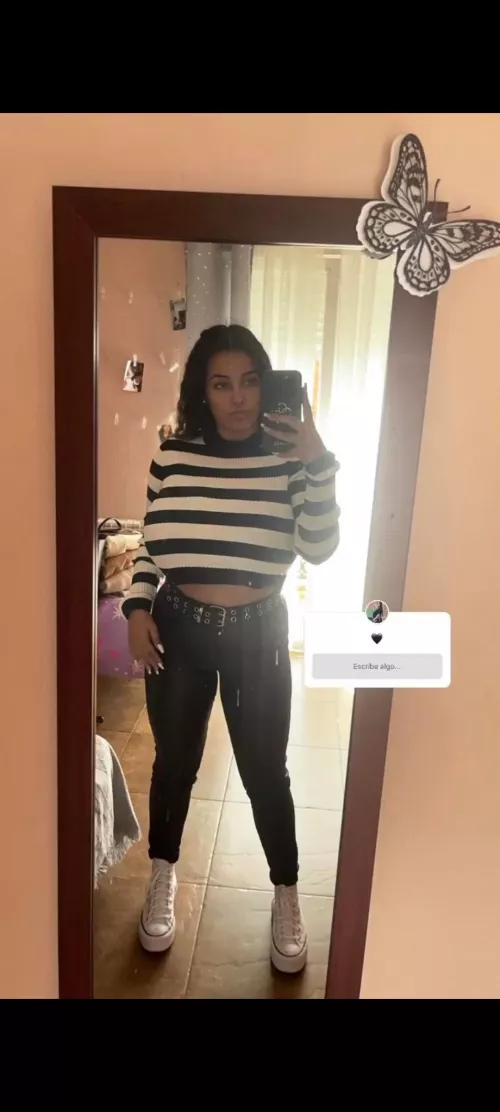 Huge tits under stripes