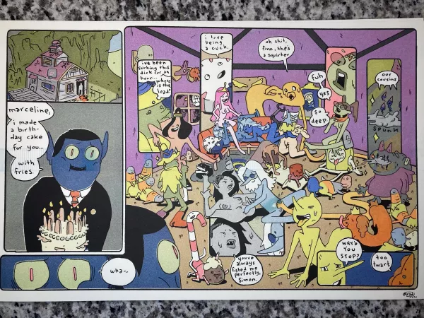 I made a CMYK risograph print of a comic I did, if anyone wants to buy one. 1/20 printed 4 color on heavy stock paper.