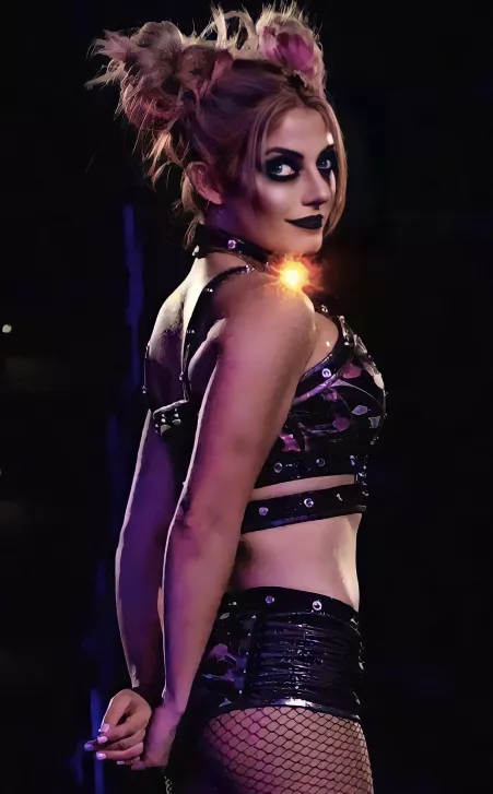 I wouldn’t mind seeing Bliss getting mouth fucked and her goth makeup running down her slutty face! Or being picked up arms under her legs and fucked hard full nelson style.