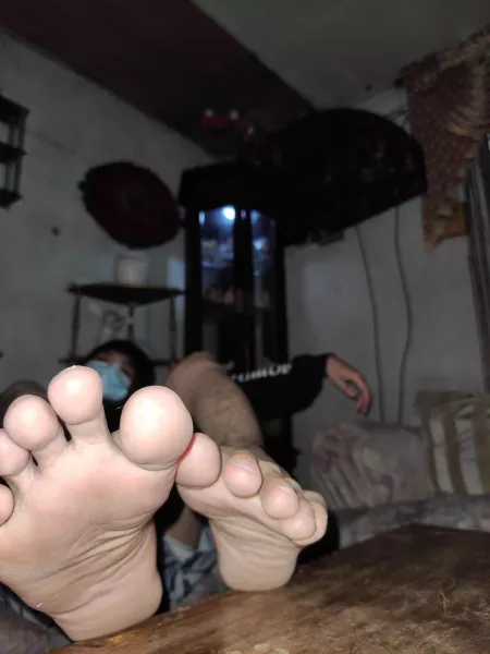 I'm tired from work can you lick my foot to clean it? 😌