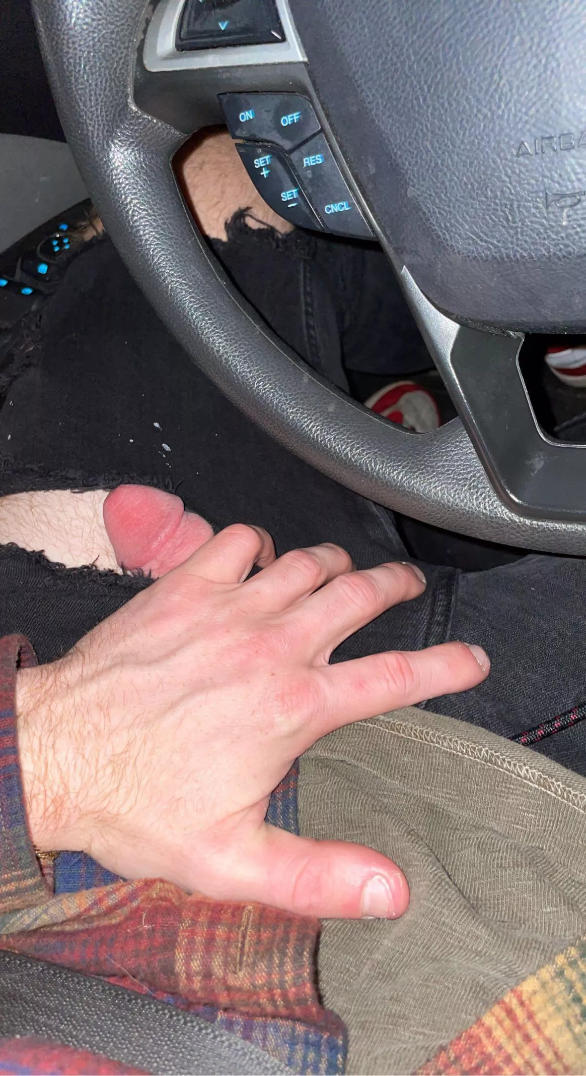 In the car…