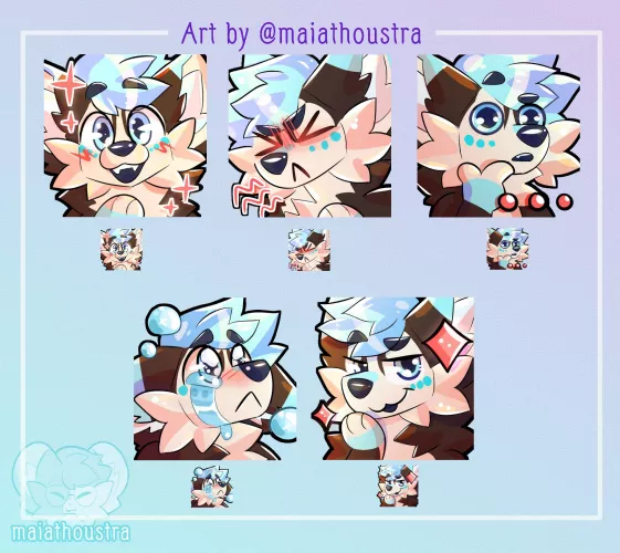 🐺 is 😃😡🤔🥺😏 ~ commission for Seaca’s friend, art by me @maiathoustra