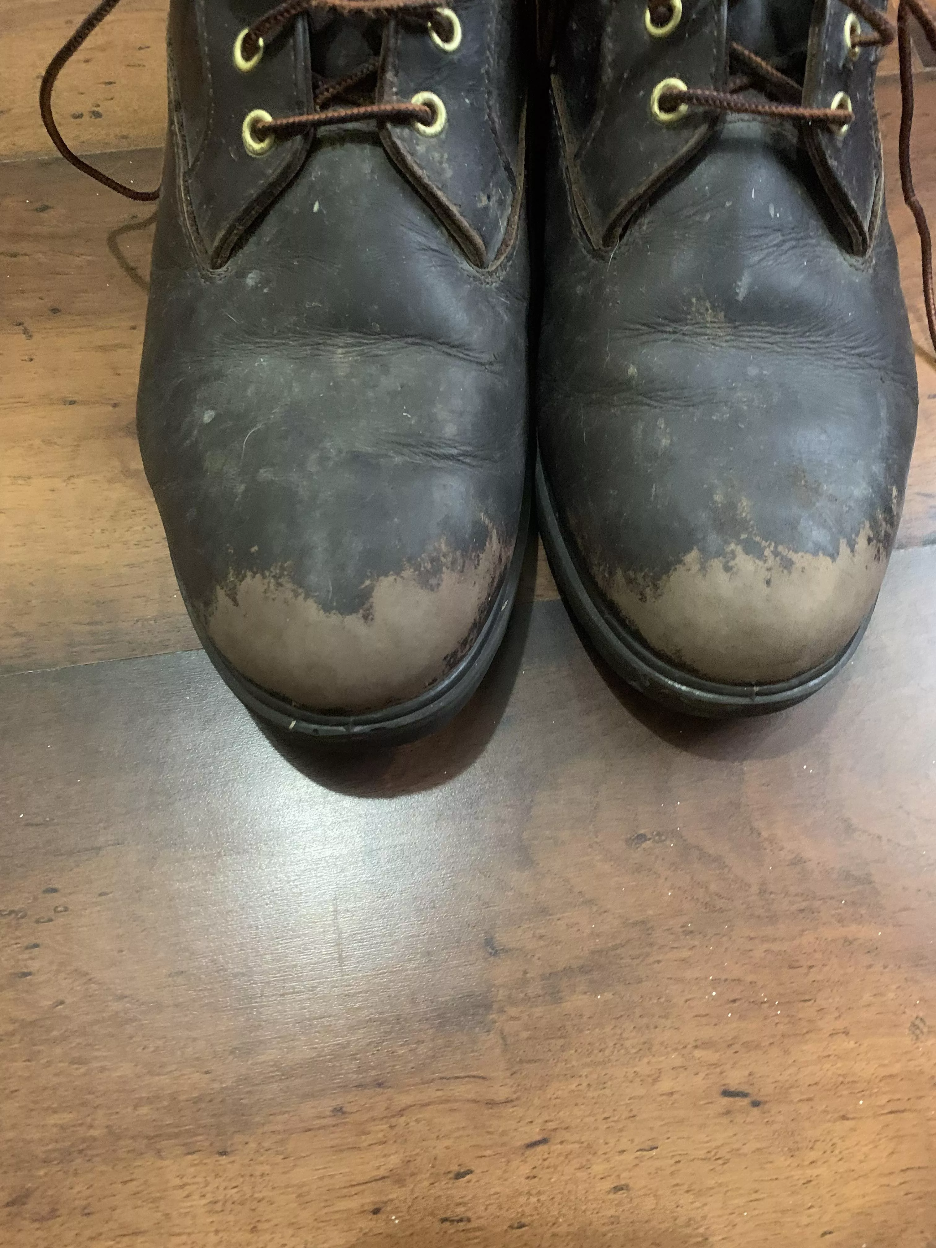 Is there a way to clean or repair these boots to make the toe match the rest of the boot?