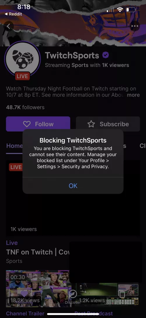 Is there anyway to disable these “Twitch Sports is live” notifications? I blocked the channel a little while ago, and in doing so was notified that I simultaneously unfollowed Twitch Sports. I somehow just got another notification, and when I clicked