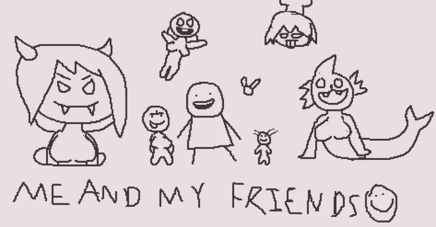 Isaac draws himself and his friends but oh boy