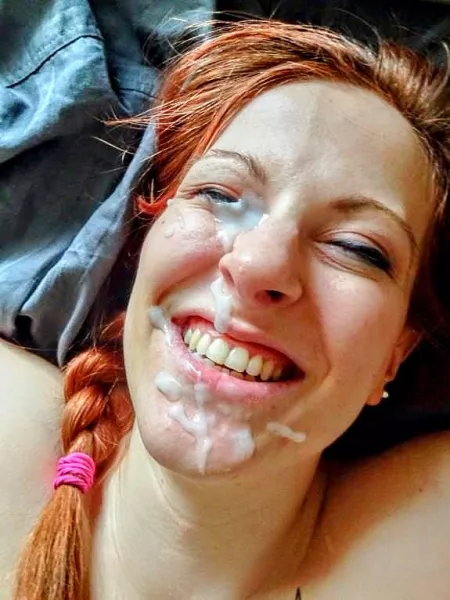 Just love the way her face is covered in her eye is practically sealed 💖💦💦💦😍