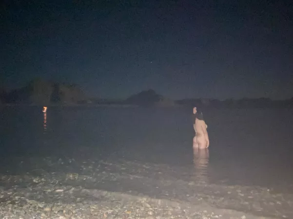 Late night swim enjoying the moon