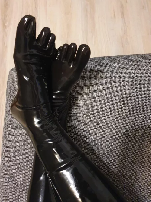 Latex socks and catsuit in the evening Latex socks and catsuit in the evening