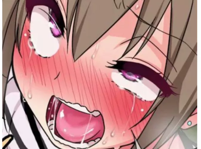 Lf color source: 1girl, ahegao, purple eyes, brown hair, tears.