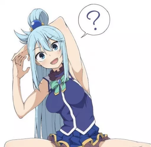 LF Color Source: 1girl, armpits, boobs, aqua, “?”, stretch, legs, feet, arms, hands, smile
