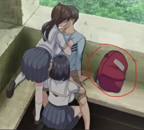 LF color source : 2girls, long and short hair, red backpack looking sus.